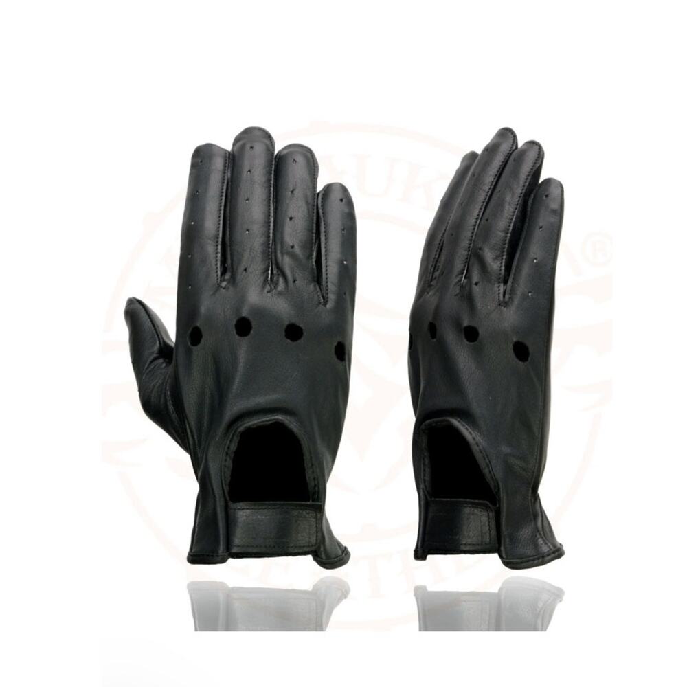 NWT Milwaukee Leather SH247 Men's Black Leather Unlined Driving Gloves